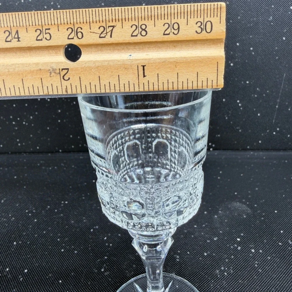 Antique Clear Pressed Glass Cordial Cups Thumbprint Starburst Base Set of 2 VTG